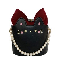Cute Cartoon Cat Bucket Purses and Handbags for Women Kawaii Pearl Chain Shoulde - £31.01 GBP