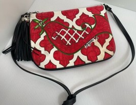 Brighton Bag Love Dove Crossbody Pouch Purse Canvas Handbag Tassel Red White - £7.46 GBP