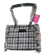 Sassy Jones Pink Black Tweed Fringe Status Handbag Purse Tote Chain Stra... - $59.39
