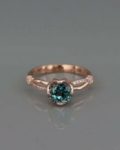 1Ct Lab-Created Green Peacock Sapphire Engagement Ring 14K Rose Gold over 925 - £64.59 GBP