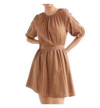 HM Puff Sleeve Cutout Dress Plus Size XXL Beige Tan Cotton Lightweight Travel - £14.36 GBP