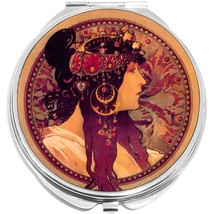 Art Nouveau Donna Orecchini Compact with Mirrors - for Pocket or Purse - £9.29 GBP