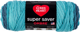 Red Heart Super Saver Ombre Yarn-Blue-Tiful - £16.82 GBP