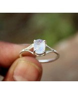 4 KT Buona Taglio Ovale Naturale Luna Gemma 925 Anello Argento Sterling ... - $100.67 CAD