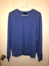 Lands End Womens SZ Large Blue V Neck Window Pane Long Sleeve Sweater EUC - £10.11 GBP
