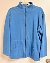 Norm Thompson Comfort Teal Blue Jersey Knit Sweatshirt Jacket SZ LRG Wom... - $12.38