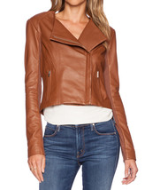 New Women&#39;s Short Body Slim Fit Biker Style Moto Real Leather Jacket - F... - £87.92 GBP