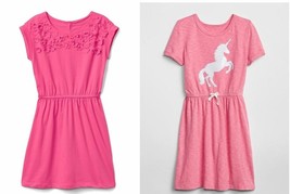 Gap Kids Girl Pink Jersey Applique Floral Sequin Unicorn Elastic Waist D... - $19.99
