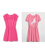 Gap Kids Girl Pink Jersey Applique Floral Sequin Unicorn Elastic Waist D... - £15.72 GBP