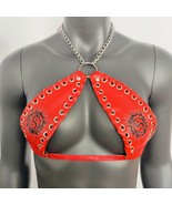 Gothic Tai Chi Pattern Red Vinyl Vampira Cross Top Bra - $56.00