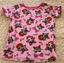 LOL Surprise Girls Pink Red Teal Music Notes Snug Short Sleeve Pajama Shirt 10 - £5.87 GBP