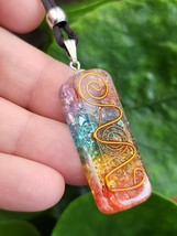 Orgone 7 Chakra Pendant Orgonite Healing Copper Coil Bead Cord EMF Protection - £5.24 GBP