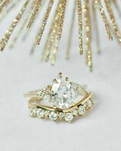 3Ct Lab Created Diamond Wedding Bridal Ring Set In 14k Yellow Gold FN - £102.99 GBP