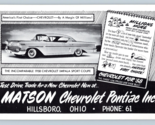 1957 Matson Chevrolet Dealership Hillsboro OH Oversize UNP Advertising P... - £24.17 GBP