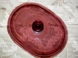 PYREX cranberry color glass oval lid, only  (blk outsd -3) - $5.40