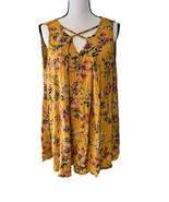 UMGEE Women&#39;s Small Mustard Floral Mix Sleeveless Boho Flowy Swing Dress... - $17.72