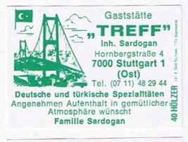 Matchbox Label Germany Gaststatte Treff Stuttgart - £0.75 GBP