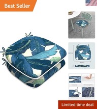 Stylish Set of 2 Durable Patio Chair Cushions, 16x17 in Swaying Palms Blue - $840.68 MXN