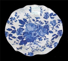2 Shabby Chic Blue Roses Scalloped Fluted Edge 10-3/4&quot; THICK Melamine Pl... - $24.99