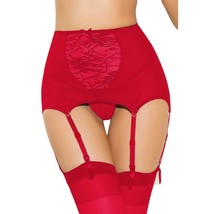 Women Lace Garter Belt High Waist Hollow Out Mesh Stocking Suspender Elastic - £18.37 GBP