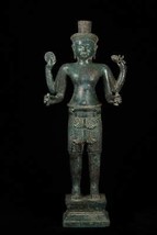 Antique Khmer Style Bronze Koh Ker Standing Vishnu Statue - 82cm/32&quot; - £1,758.31 GBP
