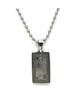 Jack of Hearts Card Design Metal Beaded Necklace - 2 x 1 cm Pendant - $9.89