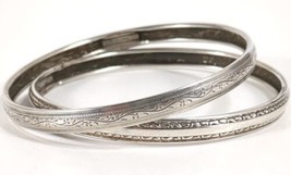 BEAU Art Deco Signed Lot Set 2 Sterling Silver Engraved Bangle Bracelets 14.63g - £22.74 GBP