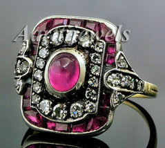 Victorian 0.68ct Rose Cut Diamond Ruby Cute Wedding Ring Halloween - £441.58 GBP