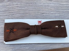 RETRO Colonel Mens RETRO Bow Tie Brown Print Rayon Clip On VTG 1940s USA  - $1,074.04 MXN