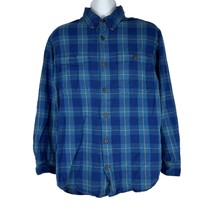 Duluth Trading Co. Men&#39;s Plaid Button Down Shirt Size L Blue 100% Cotton - £14.46 GBP
