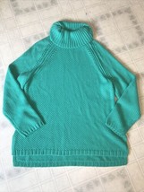 Talbots Women&#39;s Green Chunky Lambswool Seed Stitch Long Sleeve Sweater Size XL  - £29.66 GBP