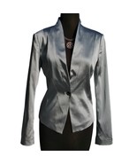Cache Silver Gray Fitted Top Jacket New Lined Classic Blazer Satin $188 NWT - $102.85 CAD