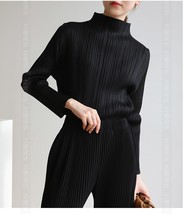 Ularity of special price autumn spring ins feng miyake drape high neck long sleeve show thumb200