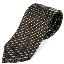 Material London Men&#39;s Textured 100% Silk Tie Basket Weave Pattern Brown - £14.37 GBP