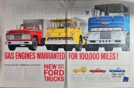 FORD TRUCKS Heavy Duty - Dual Ad - 100,000 Miles -1960 Vintage Print Ad - £10.83 GBP