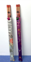 2 Sets 9.5&quot; Wooden Red Chopsticks with Decorative Fabric Sleeve - £7.90 GBP