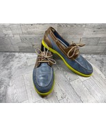 Cole Haan Boat Loafers Men 13 Yacht Club Collection Shoe Blue Yellow Lea... - $49.32