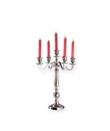 Candelabra Candle Holder 5 Tapered Candles Silver Aluminum 20&quot; High Trad... - $80.67 CAD