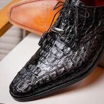 Apricena Genuine Caiman Crocodile Dress Derby's Shoes Black image 12