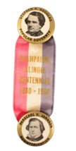 Champaign IL Centennial Pinback Ribbon Douglas and Johnson 1860-1960 - £18.25 GBP