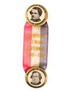 Champaign IL Centennial Pinback Ribbon Douglas and Johnson 1860-1960 - €20,95 EUR
