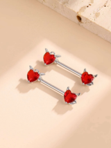 Devilish Red Heart Nipple Bar (Set of 2) With Tail - £7.63 GBP