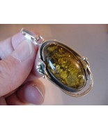 (p60-17) 11.7 gram BALTIC AMBER geometric oval Lily 925 Sterling SILVER ... - $131.99