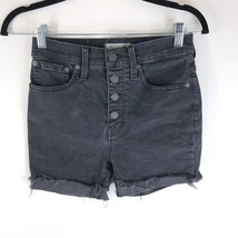 Madewell Womens Denim Shorts Button Fly Cuffed Stretch Black Size 25 - $12.59