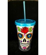 Cool Gear Day Of The Dead Drinking Tumbler w Lid &amp; Straw BPA Free - $150.60 MXN