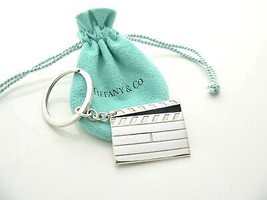 Tiffany &amp; Co Silver Movie Clapboard Key Ring Keyring Keychain Rare Pouch Enamel - £342.12 GBP