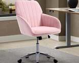 Baby Pink Velvet Ergonomic Swivel Office Chair with Adjustable Height, L... - $143.99