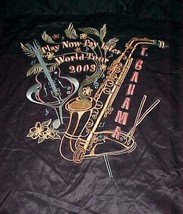 Tommy Bahama Play Now Pay Later World Tour 2003 Black 100% Silk Camp Shirt M - $9.89