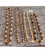 Four Handmade Wooden Bead Necklaces Assortment 24 to 34 Inch Round Gift ... - £9.40 GBP