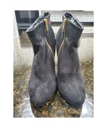 Women&#39;s Black Suede Upper Closed Toe Block High Heels Casual Boots Size ... - $37.91 CAD